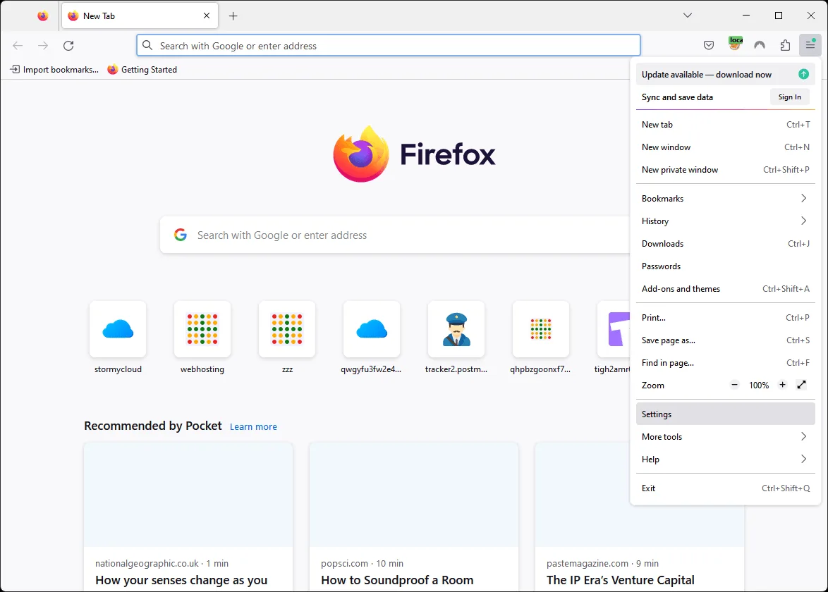 Firefox - 打开设置