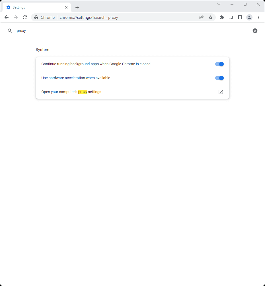 Chrome Proxy Araması