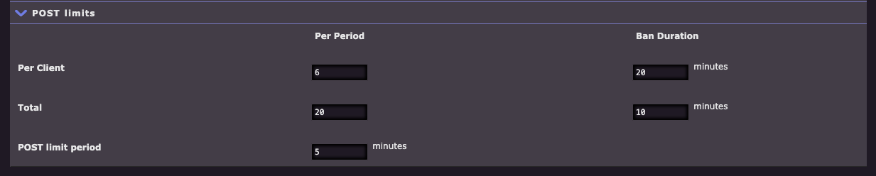 POST Limitleri Yapılandırması
