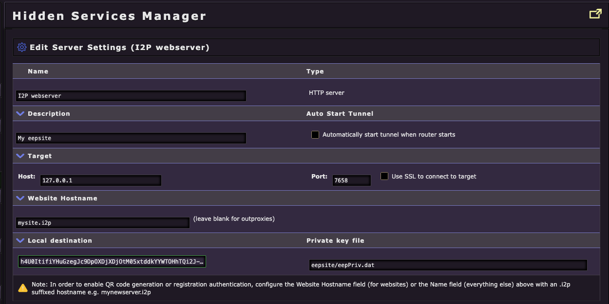 Eepsite Sunucu Ayarları