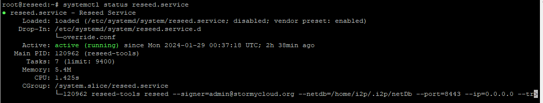 Reseed servis durumunu doğrulama