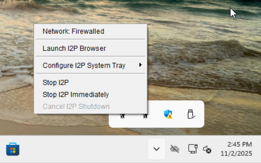 I2P Sistem Tepsisi Menüsü